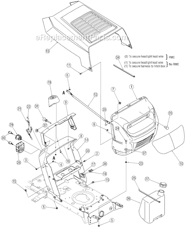 Page F Diagram and Parts List for 13AM772F700 2007 Yard Machines Lawn Tractor